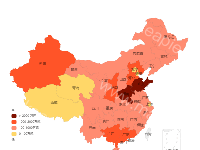 2015-2017年中国各地区水果总产量均值等级图 - category-work,geo,series-map,tooltip,visualMap