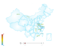 全货机航班动态 - 进出港联动 - category-work,geo,series-effectScatter,series-lines,timeline,title,tooltip,visualMap