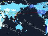 以中国为中心的世界地图 - category-work,geo3D,legend,series-lines3D,series-map3D,series-scatter3D,tooltip,visualMap