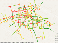 嘉兴市公交线路道路拥堵情况 - bmap,category-work,series-lines,tooltip,visualMap