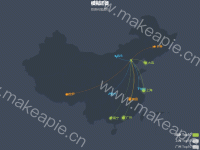 模拟迁徙 - category-work,geo,legend,series-effectScatter,series-lines,title,tooltip