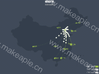 模拟迁徙 - category-issue,geo,legend,series-effectScatter,series-lines,title,tooltip