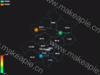 北京迁徙图 - category-work,geo,legend,series-effectScatter,series-lines,series-map,tooltip,visualMap