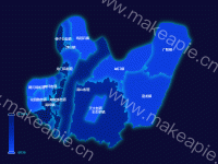 深色地图显示 - category-work,geo,legend,series-map,tooltip,visualMap