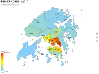 香港18区人口密度 （2011） - category-work,series-map,title,toolbox,tooltip,visualMap