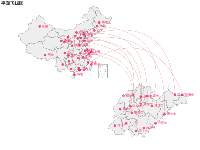 两个地图之间飞线效果 - category-work,geo,grid,series-lines,series-scatter,title