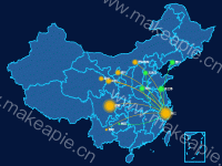 飞线地图 - category-work,geo,legend,series-effectScatter,series-lines,title,tooltip