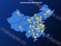 “学校毕业生各省份人数分布情况分析 - category-work,geo,legend,series-map,series-scatter,title,tooltip,visualMap