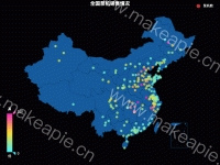 全国泵机销售情况 - category-work,geo,legend,series-effectScatter,series-map,series-scatter,title,tooltip,visualMap