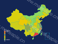 基本中国地图，根据各省数据区分颜色  --EK - category-work,geo,legend,series-map,tooltip,visualMap