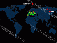 满洲里境外运输线路图 - category-work,geo,legend,series-effectScatter,series-lines,series-scatter,tooltip,visualMap