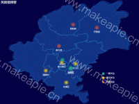 平面地图模拟3D地图+自定义散点 - category-work,geo,grid,series-effectScatter,series-map