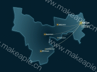 实时配送 - category-work,geo,series-effectScatter,series-lines,title,tooltip,visualMap