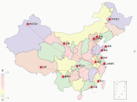 合肥辐射地图 - category-work,geo,series-effectScatter,series-lines,series-map,toolbox,visualMap