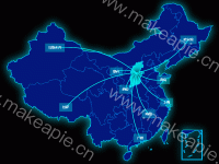 中国地图 - category-work,geo,series-effectScatter,series-lines,series-map,series-scatter
