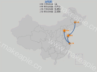 运输图 - category-work,geo,series-effectScatter,series-lines,title,tooltip