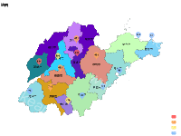 山东地图 - category-work,geo,series-map,series-scatter,title,visualMap