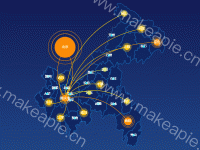 多点迁徙图 - category-work,geo,series-effectScatter,series-lines,visualMap