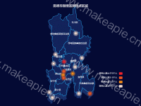 昆明市微博签到热点区域 - category-work,geo,series-effectScatter,series-map,title,visualMap