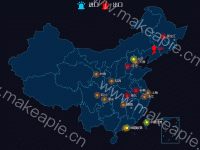 cn地图模块 - category-work,geo,legend,series-effectScatter,series-lines,series-scatter,tooltip,visualMap