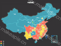 中国地图 - category-work,geo,series-effectScatter,series-lines,series-map,series-scatter,title,tooltip,visualMap