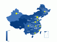 中国地图 - category-work,geo,series-effectScatter,series-map,series-scatter,tooltip,visualMap