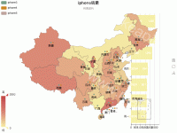 iphone销量 加表格 - category-work,grid,legend,series-bar,series-map,title,toolbox,tooltip,visualMap