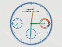 模拟时钟效果（汉字旋转星期） - category-work,markPoint,series-gauge,series-pie,tooltip