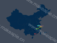 用不同颜色区分不同指标 - category-work,geo,series-effectScatter,series-lines,tooltip