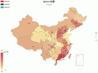 iphone销量 - category-work,legend,series-map,title,toolbox,tooltip,visualMap