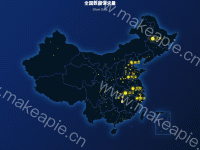 分布数据展示 - category-work,geo,legend,series-effectScatter,series-map,series-scatter,title,tooltip