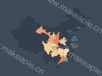 分布及流向 - category-work,geo,series-effectScatter,series-lines,series-map,title,toolbox,visualMap
