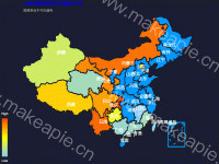 小麦种植项目在全国的分布 - category-work,geo,series-map,title,tooltip,visualMap